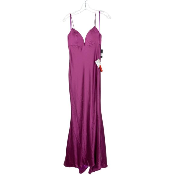 NWT Mac Duggal Empire Waist Spaghetti Strap Gown Mulberry 0 #9521 - Picture 3 of 8